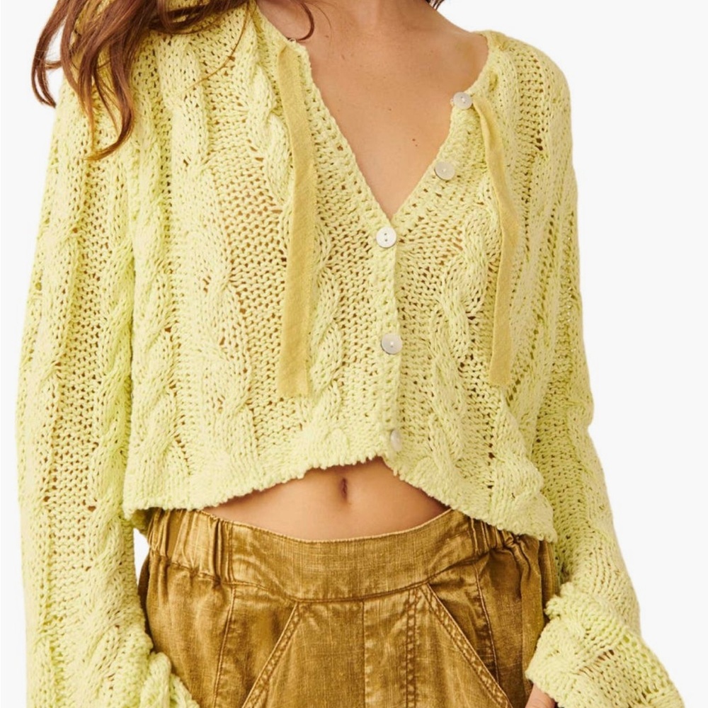 Free People Lemon Knit Cardigan